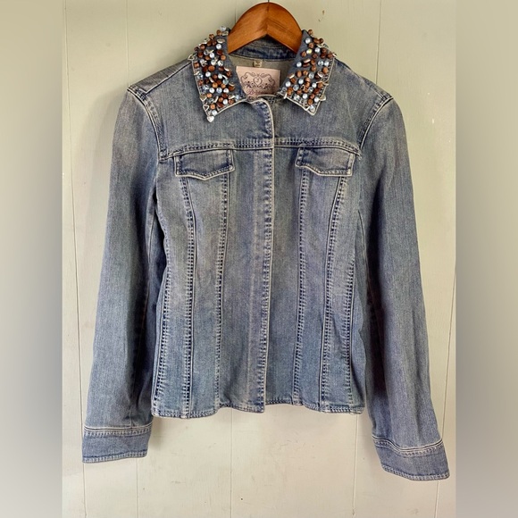 BRIGHTON Blue Denim charms Hearts Jean Jacket surprise charm hidden XS- Small - Picture 1 of 16